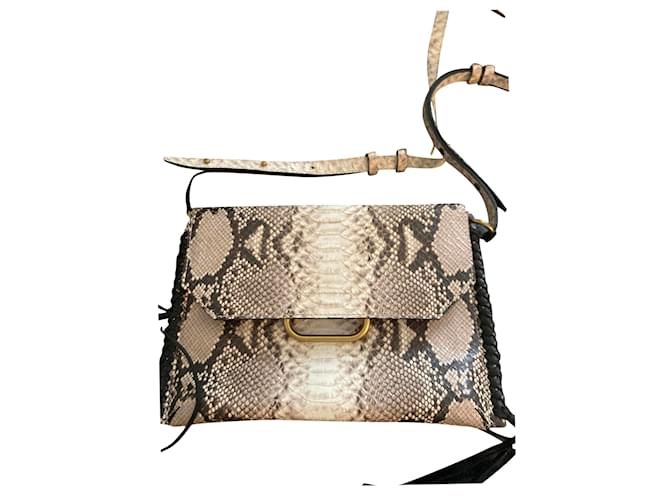 Isabel Marant Handbags Python print Eggshell Leather ref.777623 - Joli ...