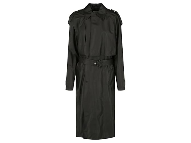 BOTTEGAVENETA 22Stainless Steel BELT-DETAILED OVERSIZED trench coat 702287  black 36