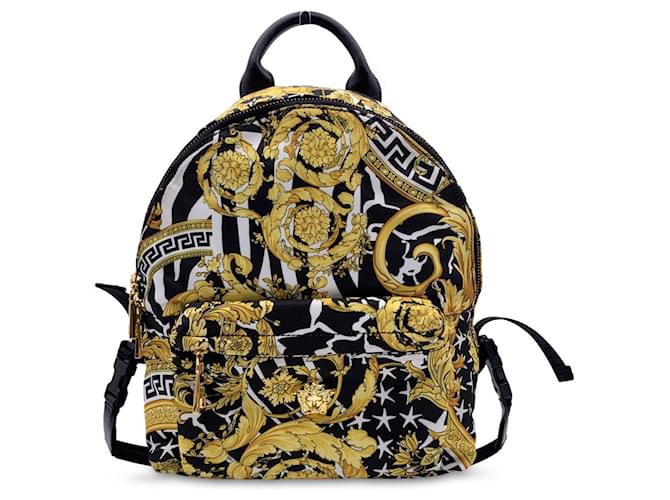 Versace Baroque Nylon Canvas Medusa Backpack Shoulder Bag