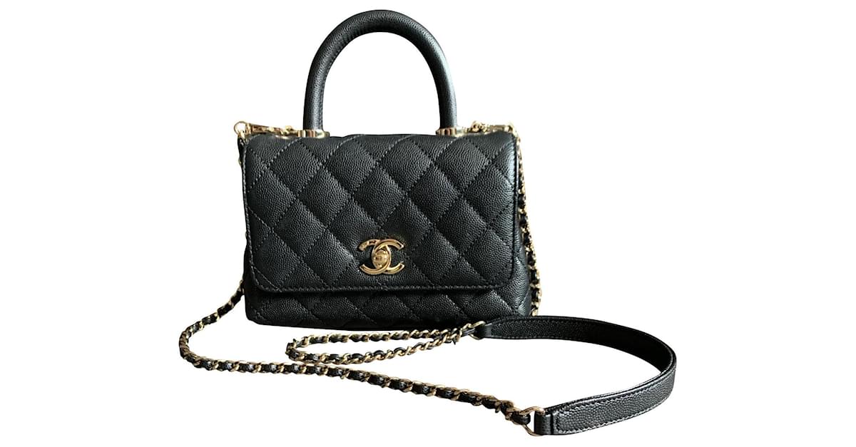 Chanel Coco Handle mini bag Black Leather ref.784185 - Joli Closet