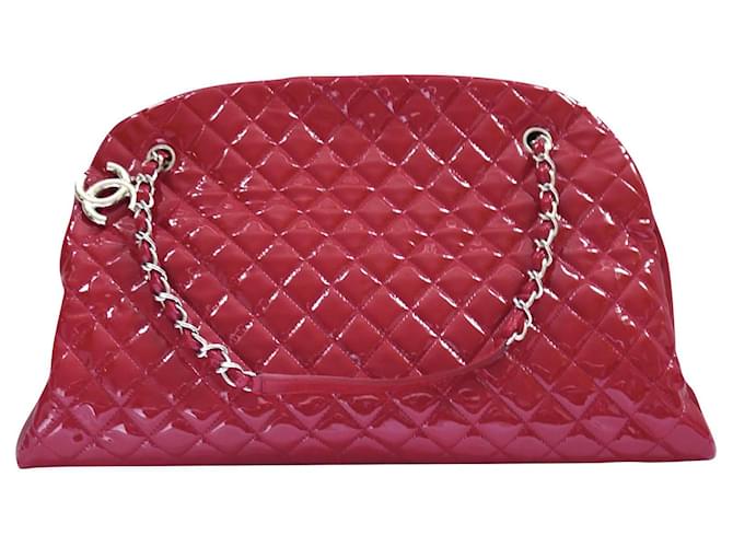 Chanel Large Just Mademoiselle Bowler Bag Red Patent Patent