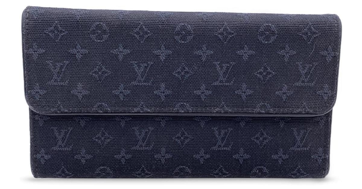 Louis Vuitton Blue Monogram MIni Lin Canvas Porte Tresor International Wallet  Louis Vuitton