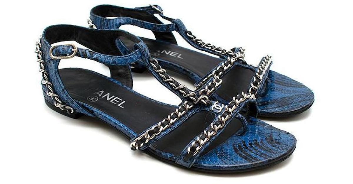 Blue hot sale snakeskin sandals