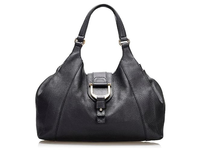 Gucci Leather Greenwich Shoulder Bag Black Pony-style