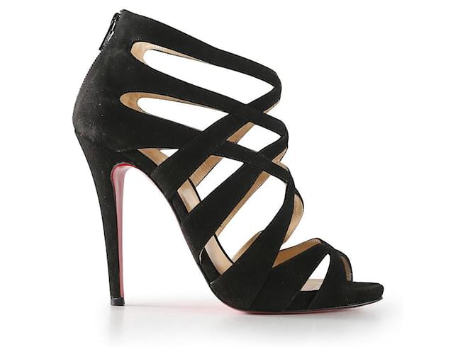 Christian Louboutin Black Suede Balota Strappy Sandals