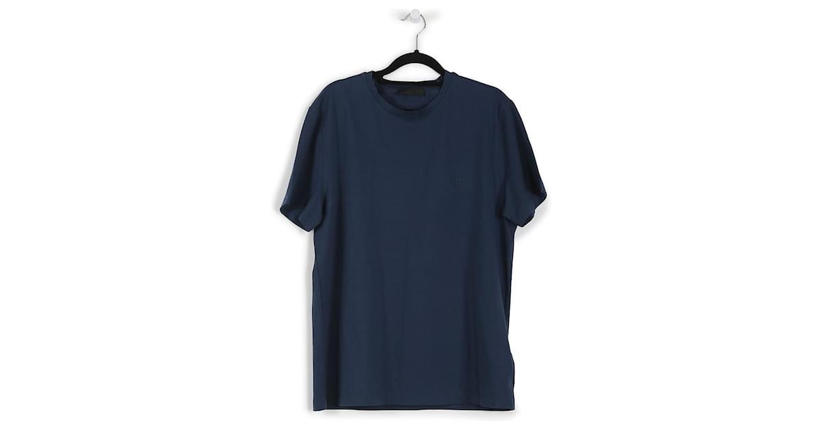 Prada Navy Blue Cotton Basic Short Sleeves T-Shirt  - Joli Closet