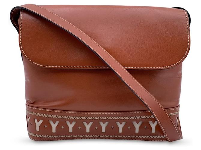 Shoulder Bag Y Bag Ysl Yves Saint Laurent Vintage Brown Leather