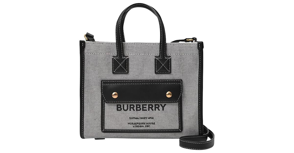 Ll Mn Pocket Ll6 Handbag - Burberry - Black/Tan - Cotton