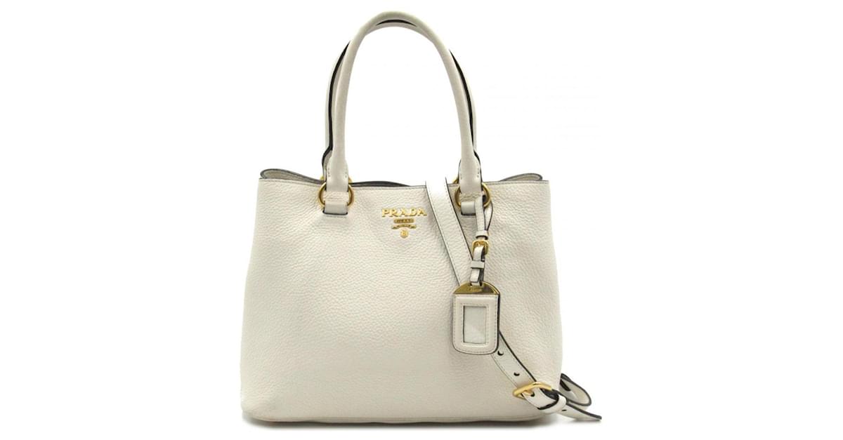 Prada Vitello Phenix Leather Tote Bag White ref.795669 - Joli Closet