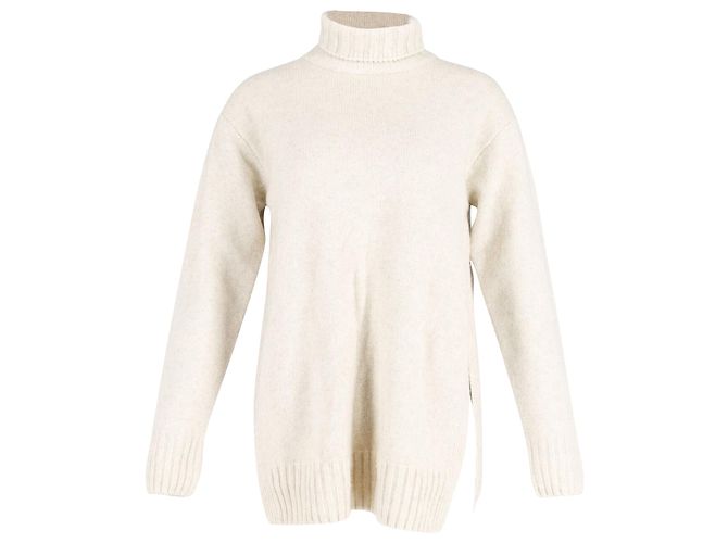 Pull Céline Col Haut Tricoté Câble - Laine & Cachemire Crème - Taille M - Occasion TB