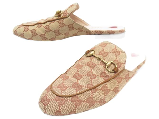 靴 Gucci Beige bow GG mules gucci shoes 475094 PRINCETOWN GG JUMBO MULES 39 CANVAS SHOES