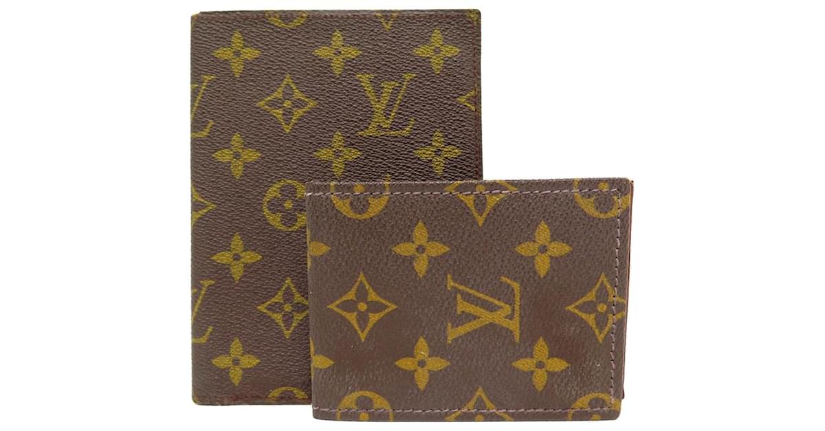 VINTAGE LOT OF LOUIS VUITTON WALLET AND NOTEPAD IN CANVAS MONOGRAM WALLET  Brown Cloth ref.797312 - Joli Closet
