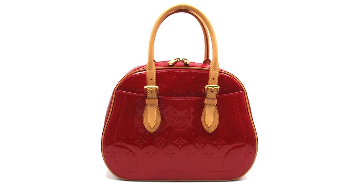 LOUIS VUITTON Summit Drive Monogram Vernis Satchel Bag Red