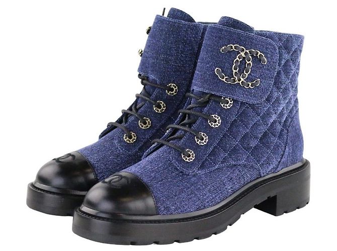 CHANEL | Shoes | Navy Chanel Booties With Box | Poshmark Navy Chanel booties with box! main image 1