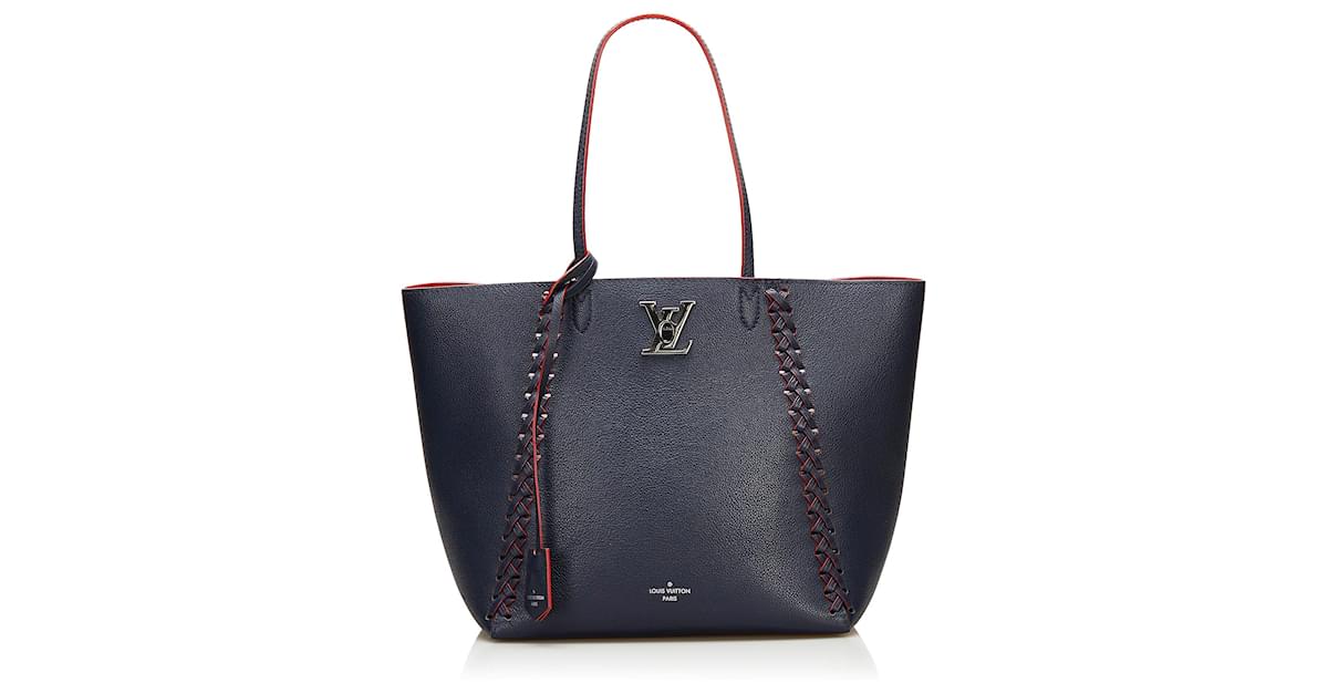 Louis Vuitton Blue Braided Lockme Cabas Leather Pony-style