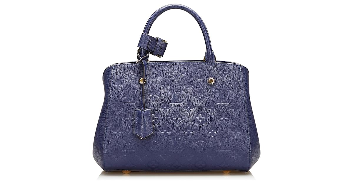 Louis Vuitton Montaigne Bb Monogram Empreinte Leather Satchel Bag Blue