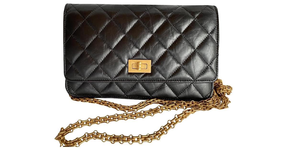 Wallet On Chain Chanel WOC Reissue 2.55 Black Leather ref.801861
