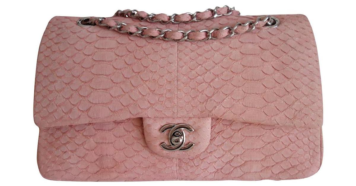 Chanel 19 Chanel Classic rosa Python-Tasche Pink ref.802520