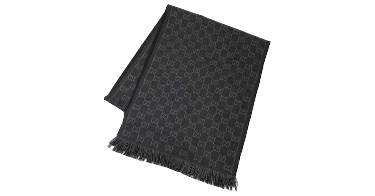Gucci GG Wool Scarf 544619 Black Cloth ref.802863 - Joli Closet
