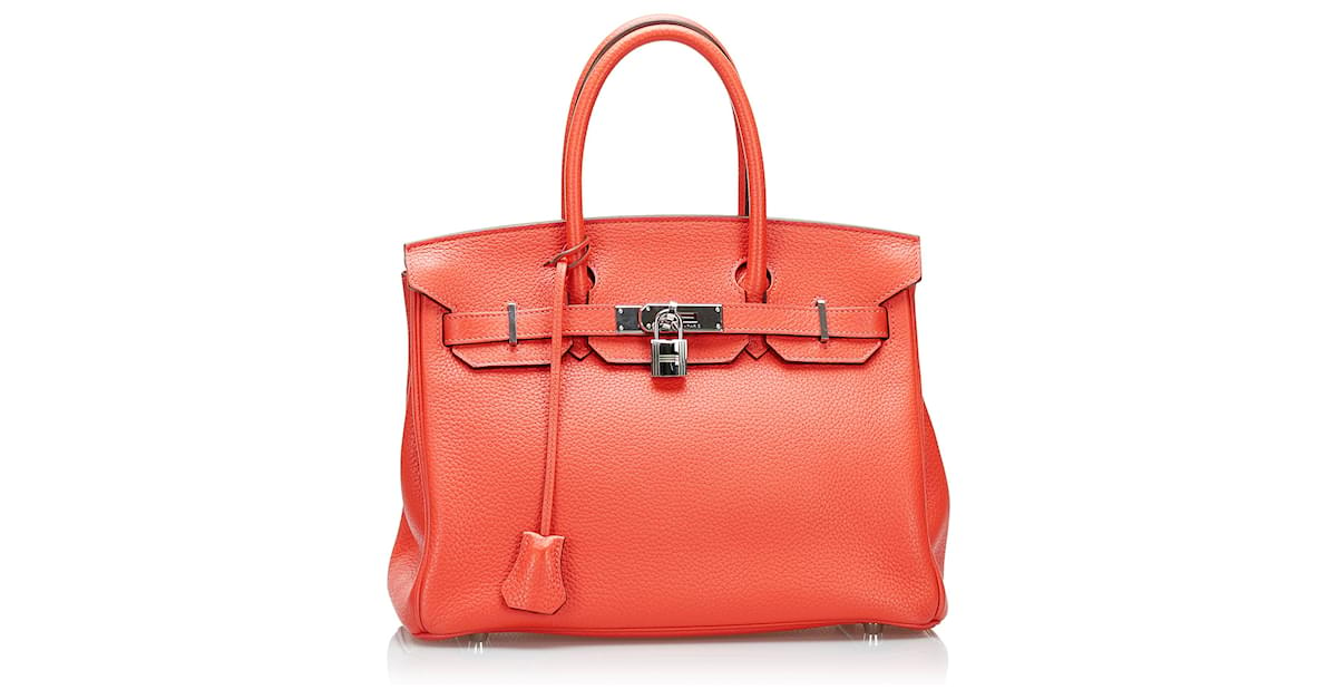 Hermès Hermes Orange Clemence Birkin 30 Leather Pony-style