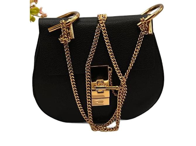 Chloé Drew leather handbag black gold hardware ref.806627 - Joli