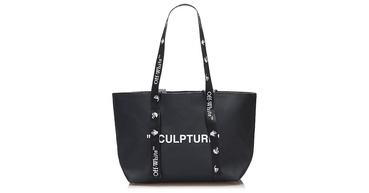 OFF-WHITE Calfskin Sculpture Tote Bag Black 1030831