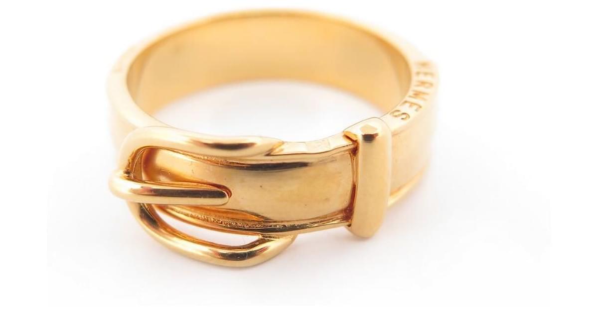 HERMES Belt Buckle Scarf Ring Gold 14515