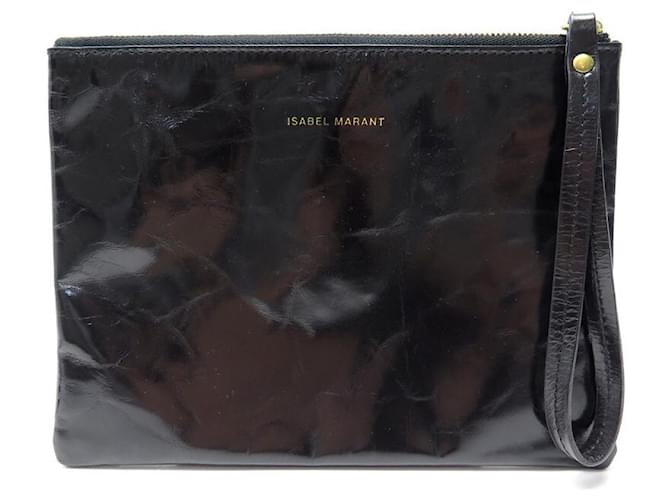 NEW ISABEL MARANT POUCH IN BLACK PATENT LEATHER NEW BLACK