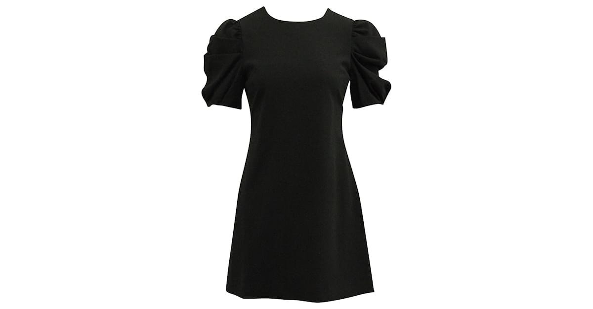 Alice + Olivia Black Mini Dress with Puff Sleeves Polyester ref.809447 ...