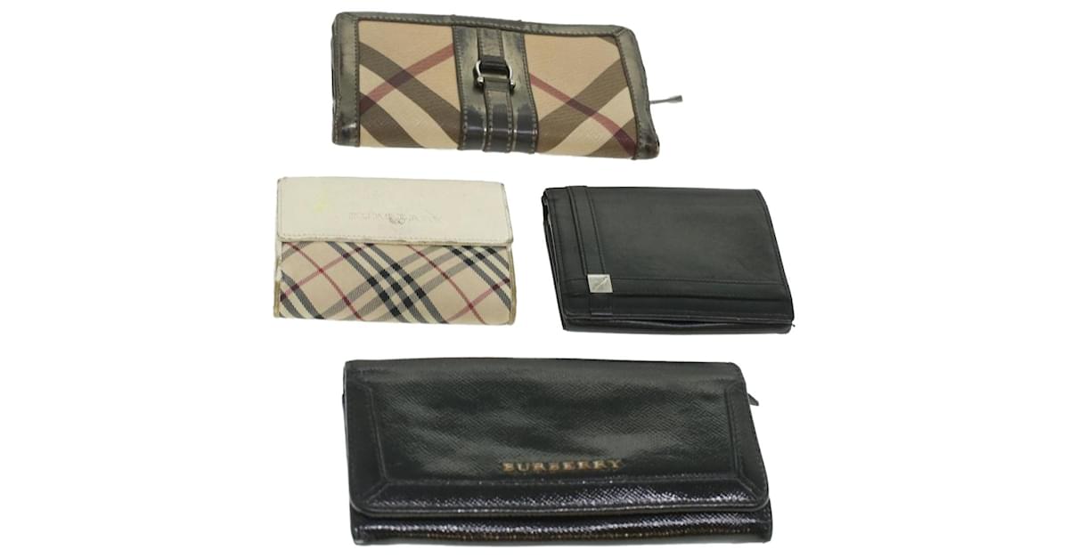 BURBERRY Wallet Nylon Leather 4Set Black Beige Navy Auth ti887 Navy blue  ref.809987 - Joli Closet