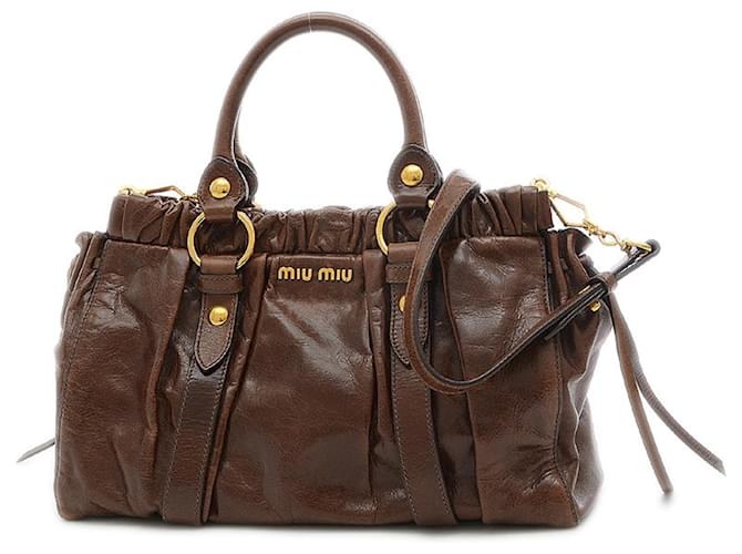 Miu Miu Vitello Brown Leather ref.815565 - Joli Closet
