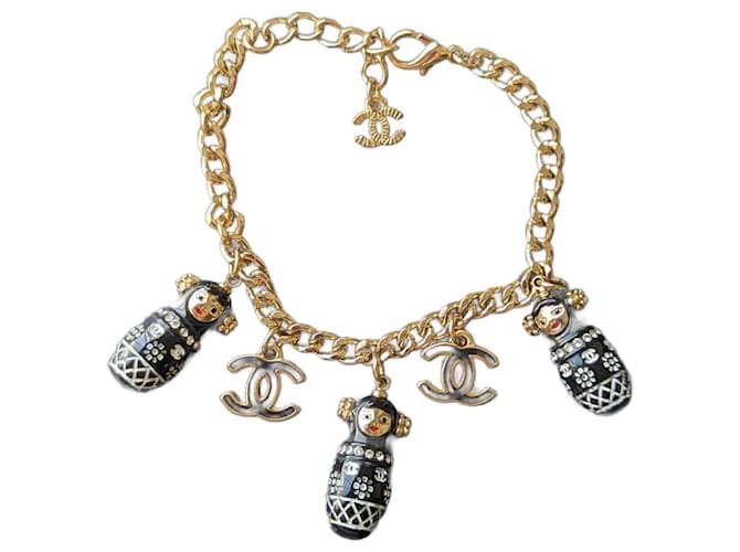 Chanel CC Vintage Russian Doll Matryoshka GHW RARE bracelet chaîne