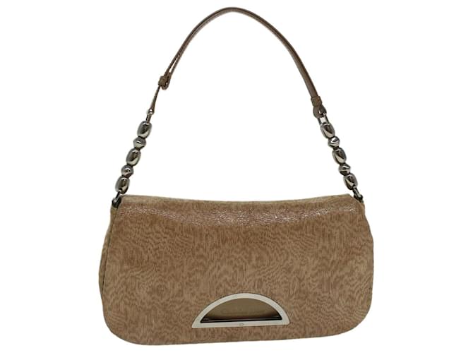 Christian Dior Maris Pearl Shoulder Bag Suede Brown MA-0999