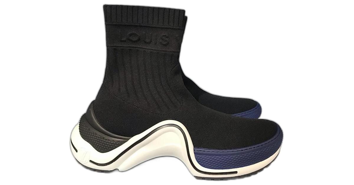 Louis Vuitton Black/Grey Leather LV Trainer High Top Sneakers Size 39.5 Louis  Vuitton