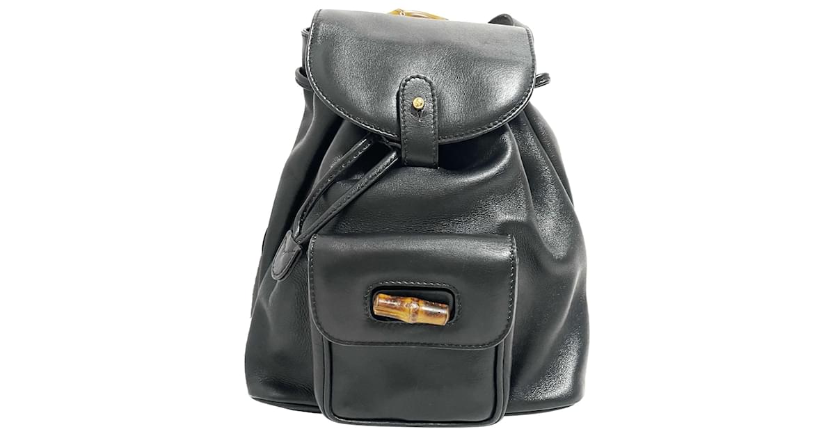 Gucci Vintage Mini Bamboo Backpack Black