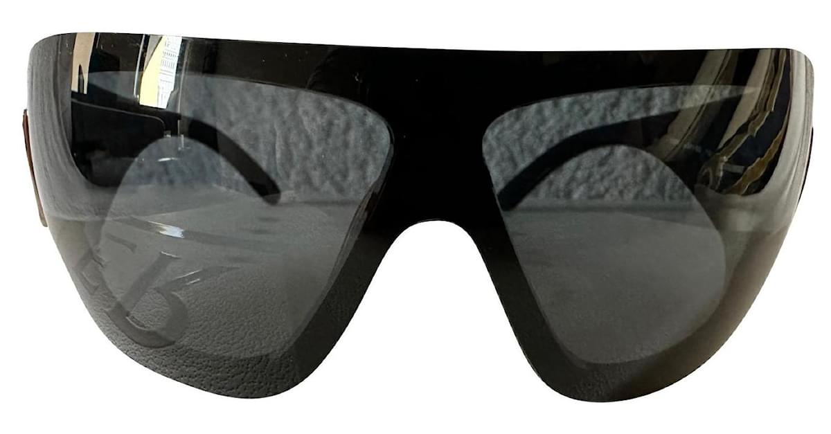 Chanel Vintage black oversized mask sunglasses Acetate ref.829134