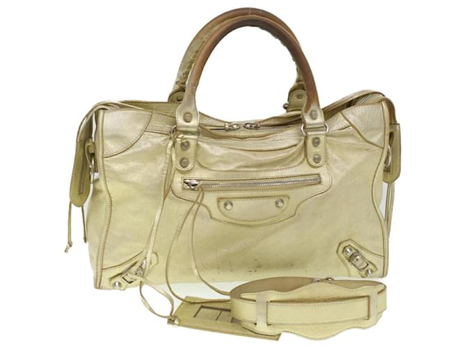 超美品　BALENCIAGA The City 2way 115748 Bag BALENCIAGA City 115748 Blue Leather 2way Shoulder Handbag