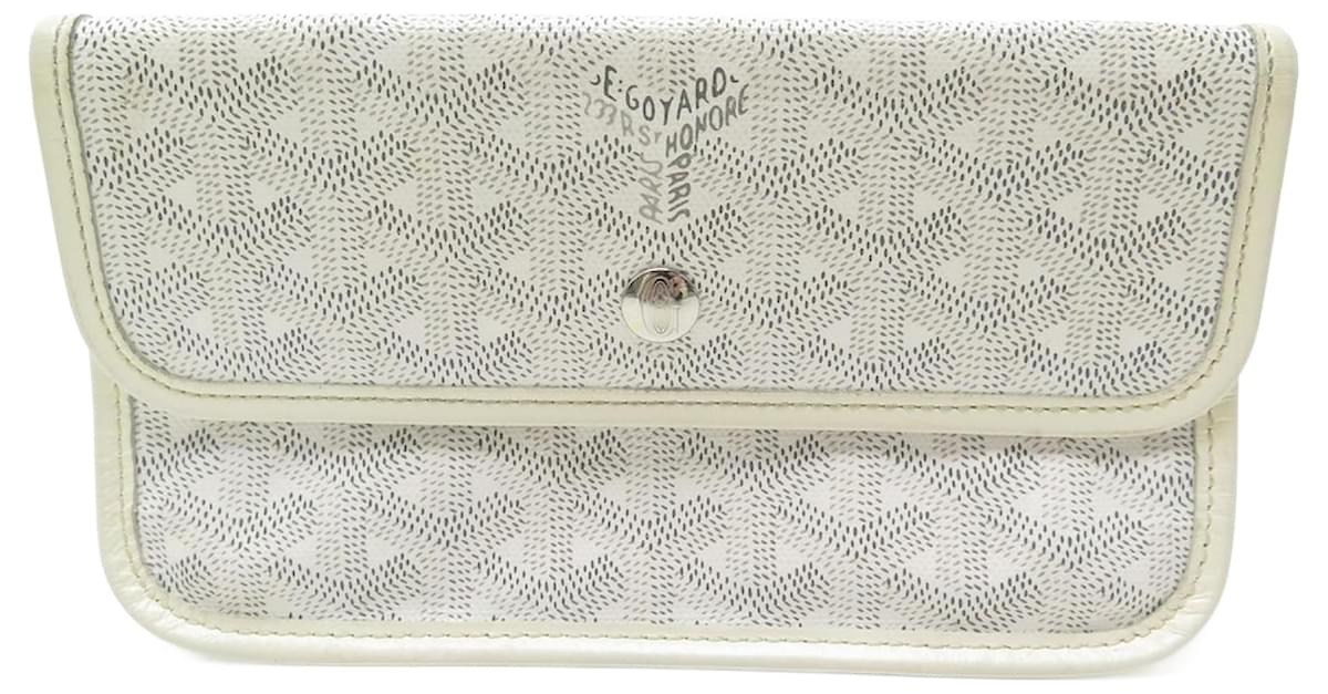 GOYARD POUCH IN GOYARDINE MONOGRAM CANVAS IN WHITE LEATHER & CREAM CANVAS  POUCH ref.829594 - Joli Closet