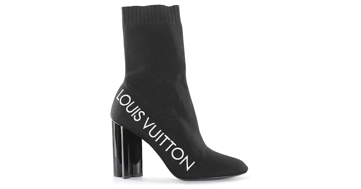 Louis Vuitton Monogram Stretch Fabric Silhouette Ankle Boots Black