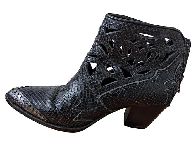 Zadig & Voltaire Snake Cowboy Boots Black Leather ref.830868 Joli Closet