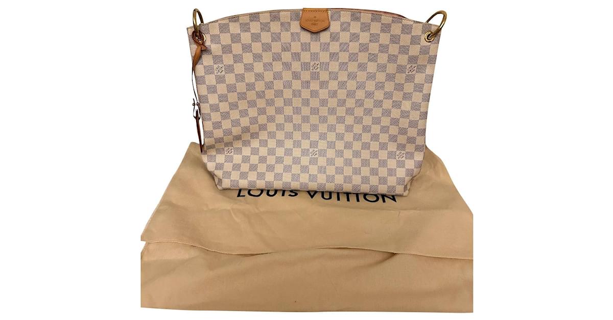 Louis Vuitton GRACEFUL BAG Damier Azur Canvas MM Eggshell Cloth