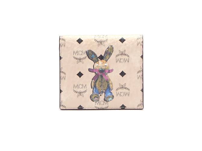 MCM Visetos Leather Rabbit Wallet Beige Pony-style calfskin