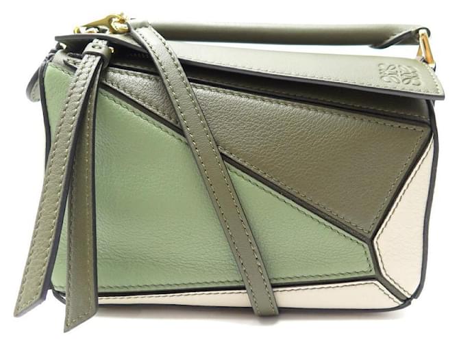 NEW LOEWE PUZZLE MINI BANDOULIERE TRICOLORE LEATHER HANDBAG PURSE