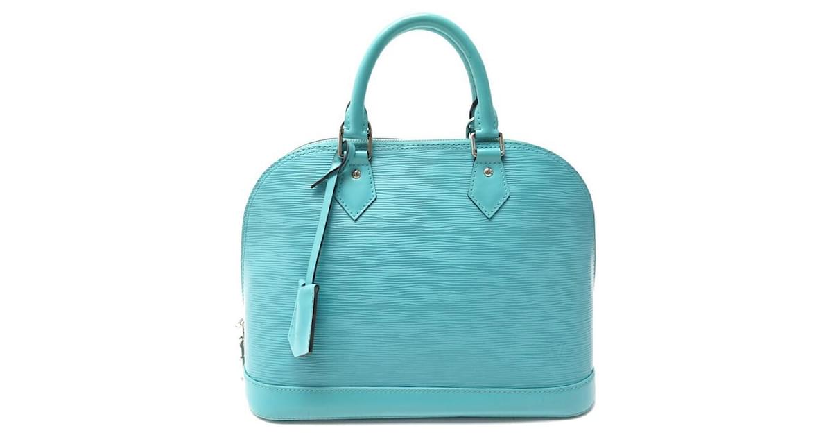Alma leather handbag Louis Vuitton Turquoise in Leather - 26835614