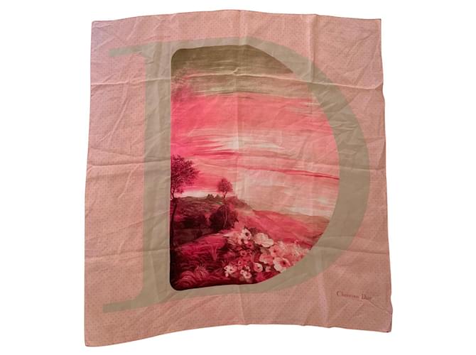 Christian Dior Red & Pink Cashmere Logo Scarf main image 1