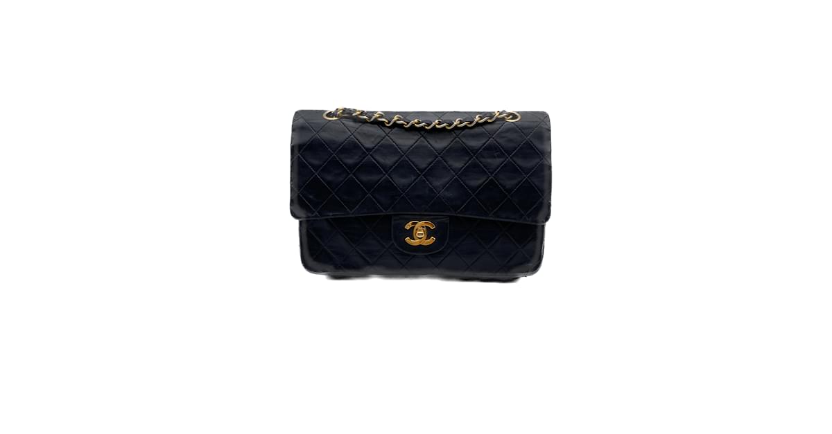 Chanel Black Wool Tweed & Strass Crystal Medium Double Flap Bag, Lot  #58007
