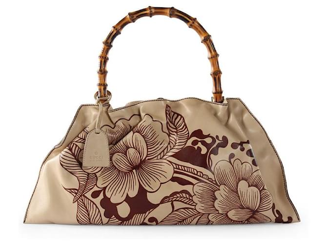ハンドバッグ GUCCI  Handbags Women Leather Beige/Brown Gucci Bamboo 1947 medium bag in brown leather | GUCCI® CA
