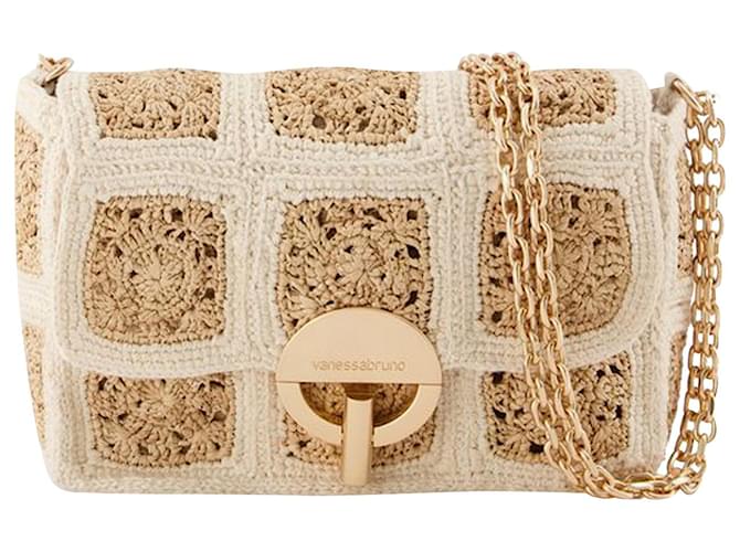 Moon Pm Hobo Bag Vanessa Bruno Ecru Raphia Beige