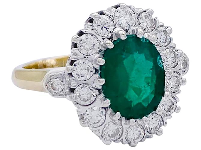 inconnue Bague Pompadour émeraude et Or jaune