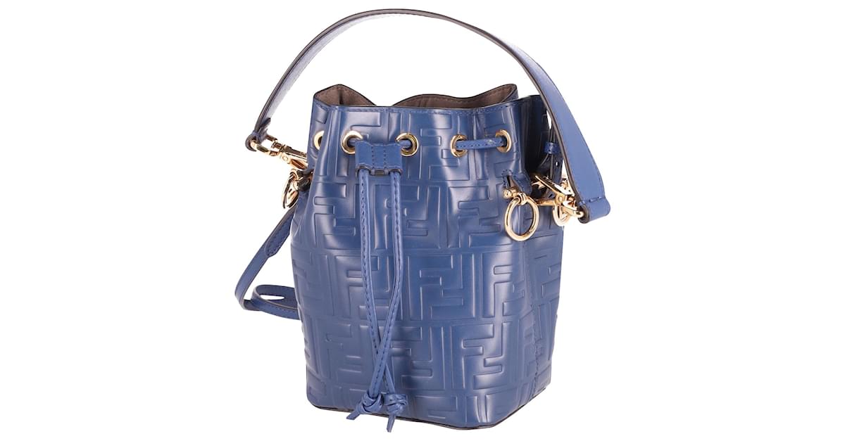 Fendi Women's Mon Tresor Mini Leather Bucket Bag - Blue